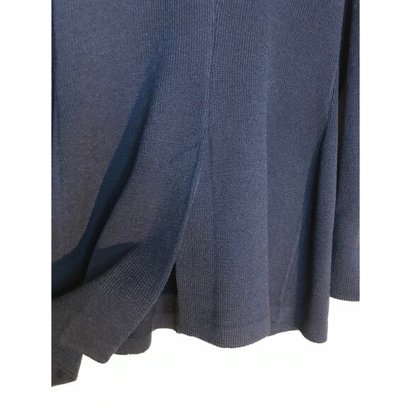 St. John Collection Santana Knit Colorblock Blazer 8 Navy Blue Ivory - Picture 7 of 13